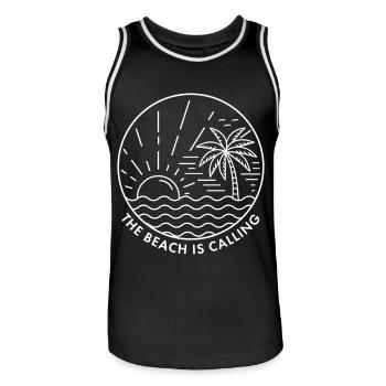 La plage vous appelle - Maillot de basket Homme - noir/blanc - Devant - AI Model Male 185 dark (185cm)