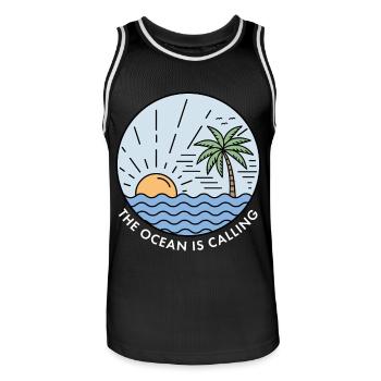 The Ocean is Calling - Men's Basketball Jersey - black/white - Front - AI Model Male 185 dark (185cm)