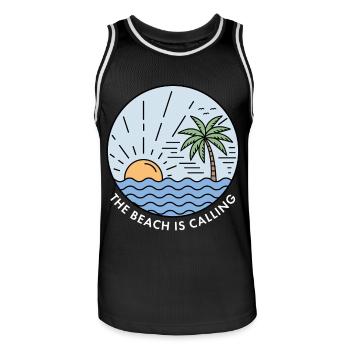 La plage vous appelle - Maillot de basket Homme - noir/blanc - Devant - AI Model Male 185 dark (185cm)