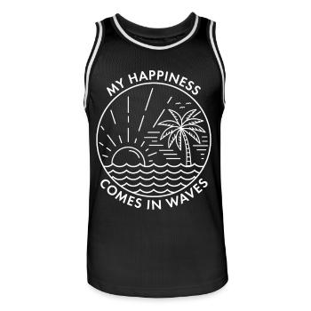 Mon bonheur vient par vagues - Maillot de basket Homme - noir/blanc - Devant - AI Model Male 185 dark (185cm)