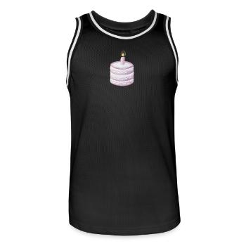 Gâteau d’anniversaire pastel avec bougie - Maillot de basket Homme - noir/blanc - Devant - AI Model Male 185 dark (185cm)