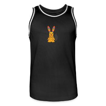 Exotic fantasy cheetah with rainbow feather ears - Men's Basketball Jersey - black/white - Front - AI Model Male 185 dark (185cm)