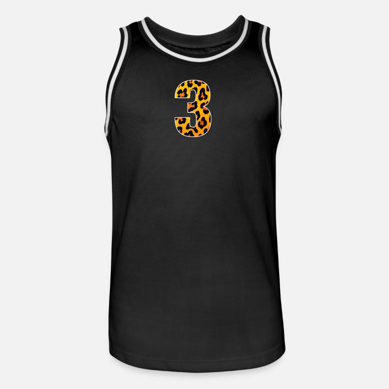 Leopard 3 Number Pattern - Men's Basketball Jersey - black/white