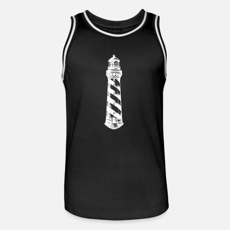 Phare côtier à rayures obliques - Maillot de basket Homme - noir/blanc