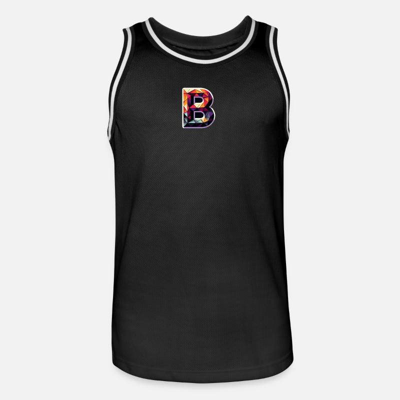 Buchstabe B Polygon bunt - Männer Basketball-Trikot - Schwarz/Weiß