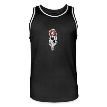 Red Hair Pinup Girl - Männer Basketball-Trikot - Schwarz/Weiß - Vorne - AI Model Male 185 dark (185cm)