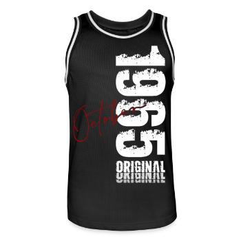 60. Geburtstag Original Oktober Jahrgang 1965 - Männer Basketball-Trikot - Schwarz/Weiß - Vorne - AI Model Male 185 dark (185cm)