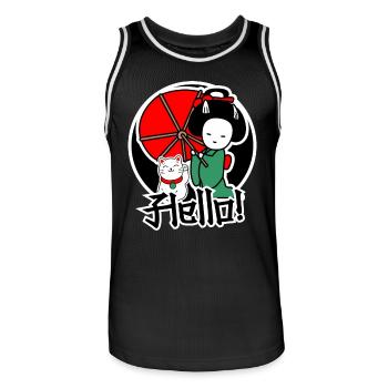 Le chat japonais et les femmes sont amis - Maillot de basket Homme - noir/blanc - Devant - AI Model Male 185 dark (185cm)