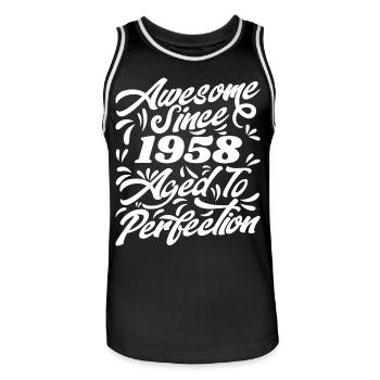 Awesome Since 1958 - Aged To Perfection, Gift 1958 - Men's Basketball Jersey - black/white - Front - AI Model Male 185 dark (185cm)