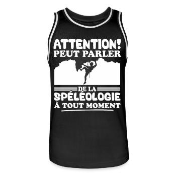 Parler de la spéléologie à tout moment - Maillot de basket Homme - noir/blanc - Devant - AI Model Male 185 dark (185cm)