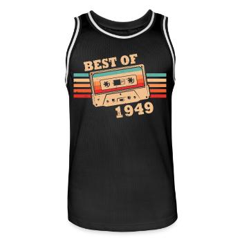 Best Of 1949 Vintage Retro Cassette - Men's Basketball Jersey - black/white - Front - AI Model Male 185 dark (185cm)