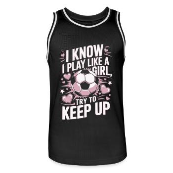Mädchen Fußball lustiger Spruch Frauenfußball - Männer Basketball-Trikot - Schwarz/Weiß - Vorne - AI Model Male 185 dark (185cm)