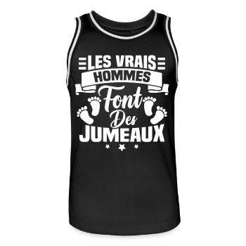 Les vrais hommes font des jumeaux - Maillot de basket Homme - noir/blanc - Devant - AI Model Male 185 dark (185cm)