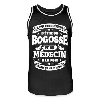 BOGOSSE ET MÉDECIN A LA FOIS - Maillot de basket Homme - noir/blanc - Devant - AI Model Male 185 dark (185cm)