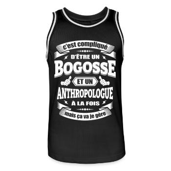 BOGOSSE ET ANTHROPOLOGUE A LA FOIS - Maillot de basket Homme - noir/blanc - Devant - AI Model Male 185 dark (185cm)
