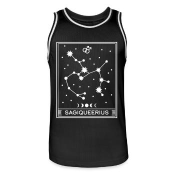 Sagiqueerius Male - Men's Basketball Jersey - black/white - Front - AI Model Male 185 dark (185cm)