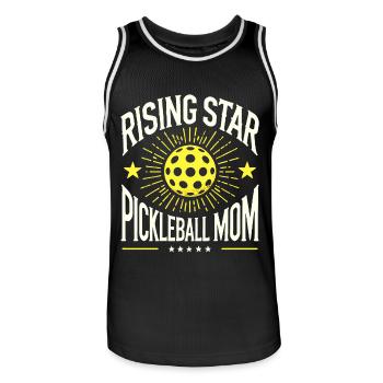Rising Star Pickleball Mom - Men's Basketball Jersey - black/white - Front - AI Model Male 185 dark (185cm)