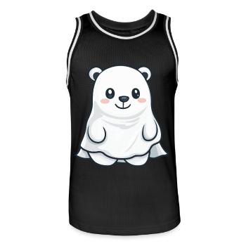 Polar Bear Halloween Funny Ghost - Men's Basketball Jersey - black/white - Front - AI Model Male 185 dark (185cm)
