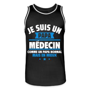 papa médecin : cadeau fête des pères - Maillot de basket Homme - noir/blanc - Devant - AI Model Male 185 dark (185cm)