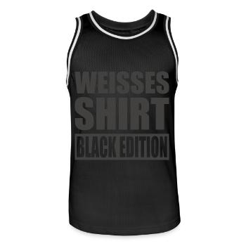 Sarcasme Black Edition : Chemise blanche Funny Goth - Maillot de basket Homme - noir/blanc - Devant - AI Model Male 185 dark (185cm)