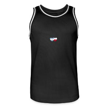 Argentine Pologne Drapeau Cœur - Maillot de basket Homme - noir/blanc - Devant - AI Model Male 185 dark (185cm)