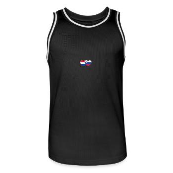 Hollande Slovénie Drapeau Cœur - Maillot de basket Homme - noir/blanc - Devant - AI Model Male 185 dark (185cm)