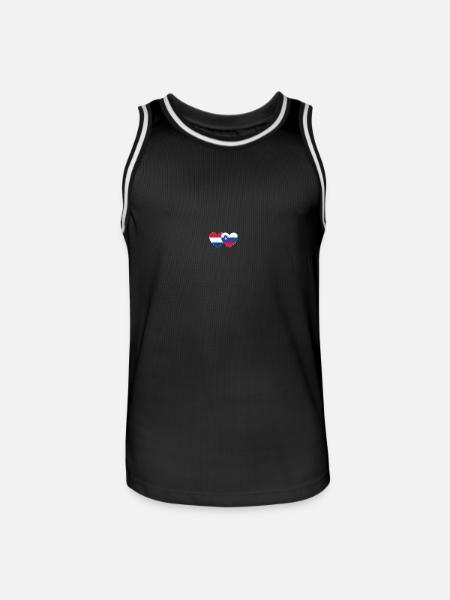 Holland Slovenia Flag Heart - Men's Basketball Jersey - black/white