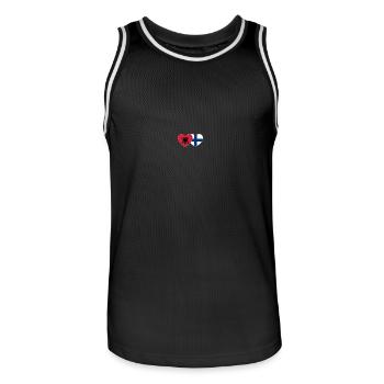 Albanie Finlande Drapeau Coeur - Maillot de basket Homme - noir/blanc - Devant - AI Model Male 185 dark (185cm)