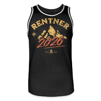 Rentner 2026 - Männer Basketball-Trikot - Schwarz/Weiß - Vorne - AI Model Male 185 dark (185cm)