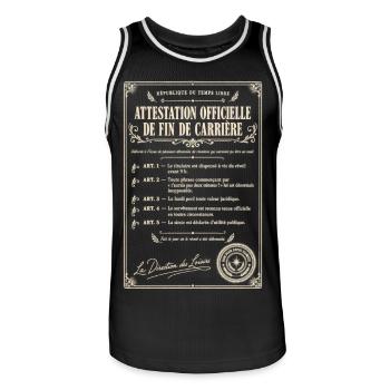 Attestation officielle de retraite - Maillot de basket Homme - noir/blanc - Devant - AI Model Male 185 dark (185cm)