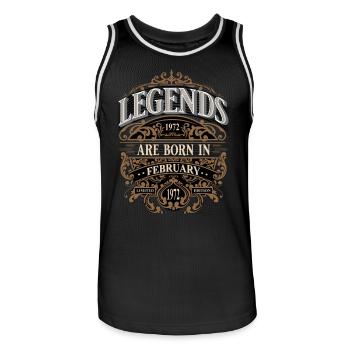 1972 Février Né Anniversaire Année de naissance - Maillot de basket Homme - noir/blanc - Devant - AI Model Male 185 dark (185cm)