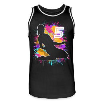 Soccer Woman Soccer 5th Birthday - Men's Basketball Jersey - black/white - Front - AI Model Male 185 dark (185cm)