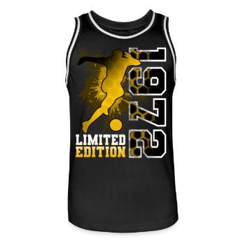 1972 Year of birth Birthday Football - Men's Basketball Jersey - black/white - Front - AI Model Male 185 dark (185cm)