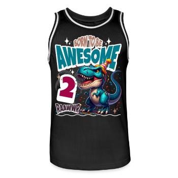 T Rex Dinosaure 2ème Anniversaire Enfants Anniversaire - Maillot de basket Homme - noir/blanc - Devant - AI Model Male 185 dark (185cm)