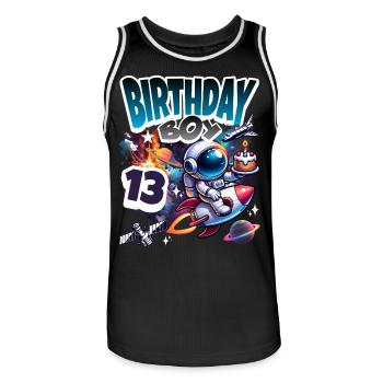Astronaut 13th Birthday Space - Men's Basketball Jersey - black/white - Front - AI Model Male 185 dark (185cm)