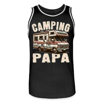 Camping Papa - Männer Basketball-Trikot - Schwarz/Weiß - Vorne - AI Model Male 185 dark (185cm)