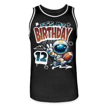 Astronaut 12th Birthday Football - Men's Basketball Jersey - black/white - Front - AI Model Male 185 dark (185cm)