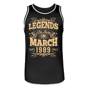 Légende de l’anniversaire de mars 1989 - Maillot de basket Homme - noir/blanc - Devant - AI Model Male 185 dark (185cm)