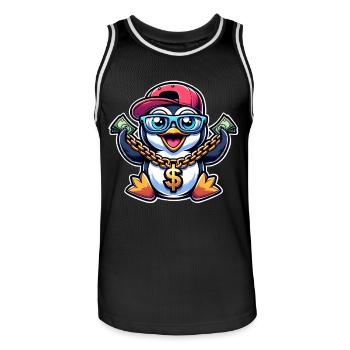 Penguin - Men's Basketball Jersey - black/white - Front - AI Model Male 185 dark (185cm)