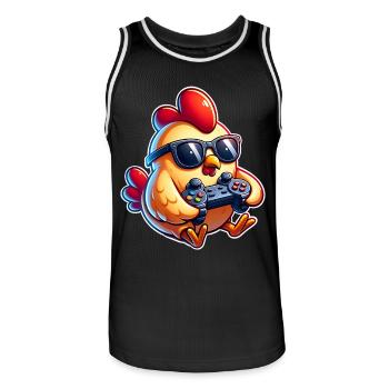 Gaming Gamer Chicken Chickens - Men's Basketball Jersey - black/white - Front - AI Model Male 185 dark (185cm)