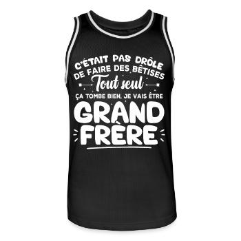 Je vais être grand frèr - Maillot de basket Homme - noir/blanc - Devant - AI Model Male 185 dark (185cm)