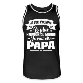 Je vais être papa, Cadeau futur papa - Maillot de basket Homme - noir/blanc - Devant - AI Model Male 185 dark (185cm)