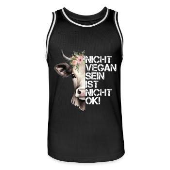 Nicht Vegan Sein Ist Nicht Ok! - Niedliche Kuh - Männer Basketball-Trikot - Schwarz/Weiß - Vorne - AI Model Male 185 dark (185cm)