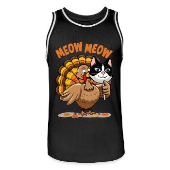 Thanksgiving-Truthahn Meow Katze - Männer Basketball-Trikot - Schwarz/Weiß - Vorne - AI Model Male 185 dark (185cm)