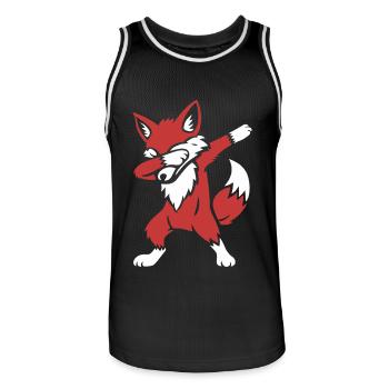 Dabbing Fox - Dab Dance - Cadeau - Maillot de basket Homme - noir/blanc - Devant - AI Model Male 185 dark (185cm)
