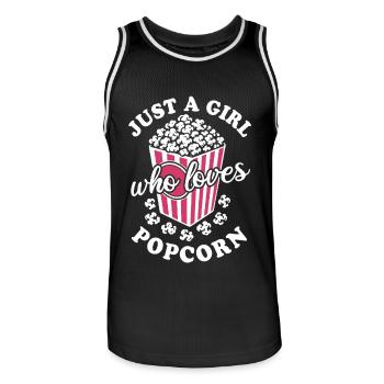 Juste une fille qui aime le pop-corn - croustillant et délicieux - Maillot de basket Homme - noir/blanc - Devant - AI Model Male 185 dark (185cm)