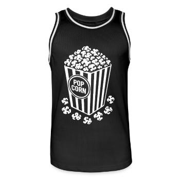 Popcorn frais - croustillant, délicieux - Cadeau - Maillot de basket Homme - noir/blanc - Devant - AI Model Male 185 dark (185cm)