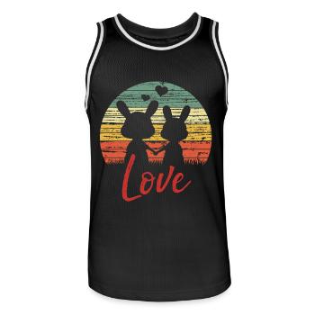 Bunny love - Valentine's Day gift - Men's Basketball Jersey - black/white - Front - AI Model Male 185 dark (185cm)