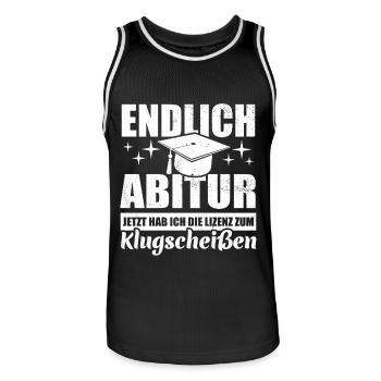 Endlich Abitur - Lizenz zum Klugscheißen - Männer Basketball-Trikot - Schwarz/Weiß - Vorne - AI Model Male 185 dark (185cm)