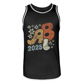 Abi 25 - Abitur - Vintage Blumen Geschenk - Männer Basketball-Trikot - Schwarz/Weiß - Vorne - AI Model Male 185 dark (185cm)